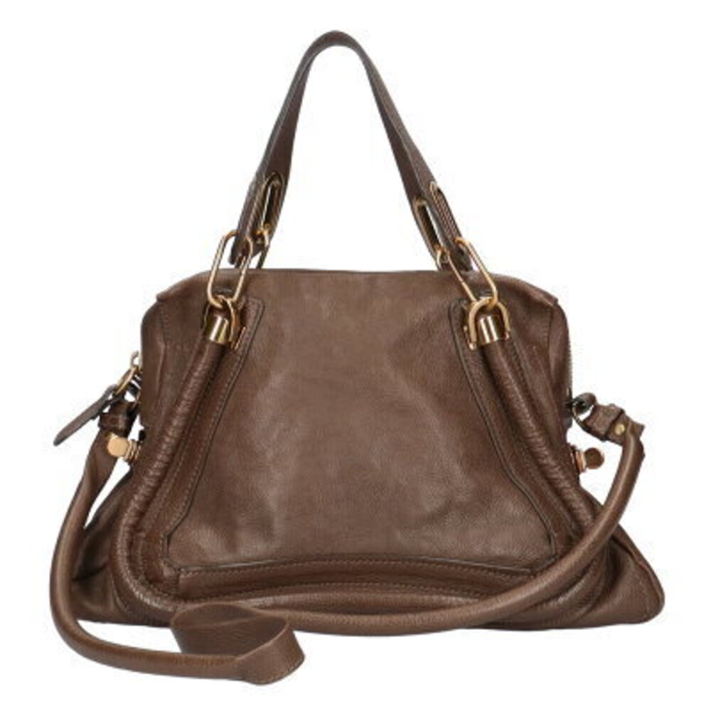 Chloe Paraty Shoulder Bag Calfskin Brown